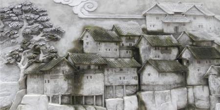 River village - Chinese Ink Painting 