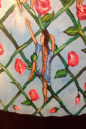 Detail of "Training the Brier," a jacket for Catherine Costa